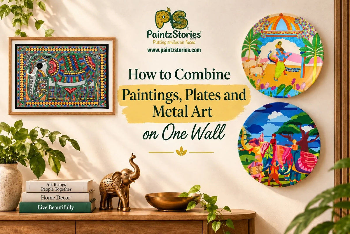 How Do You Combine Paintings, Plates and Metal Art on One Wall?