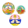 PAINTZSTORIES Metal Wall Art Plates for Home Decoration | Decorative Wall Plates | Wall Decor items for Living Room & Bedroom | Handmade Artwork Indian Art | Décor Items | Gift for house (Set of 3)