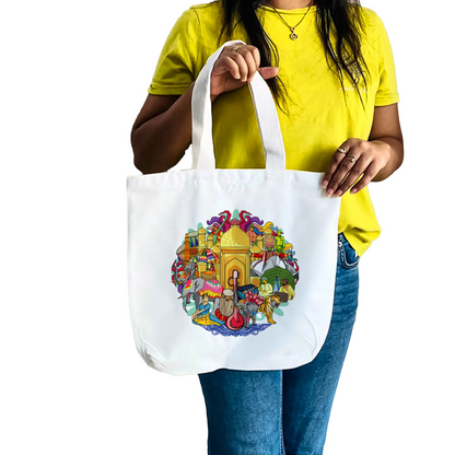 "Vibrant Doodle Illustration Celebrating India's Rich Culture and Heritage" Artistic Tote Bag