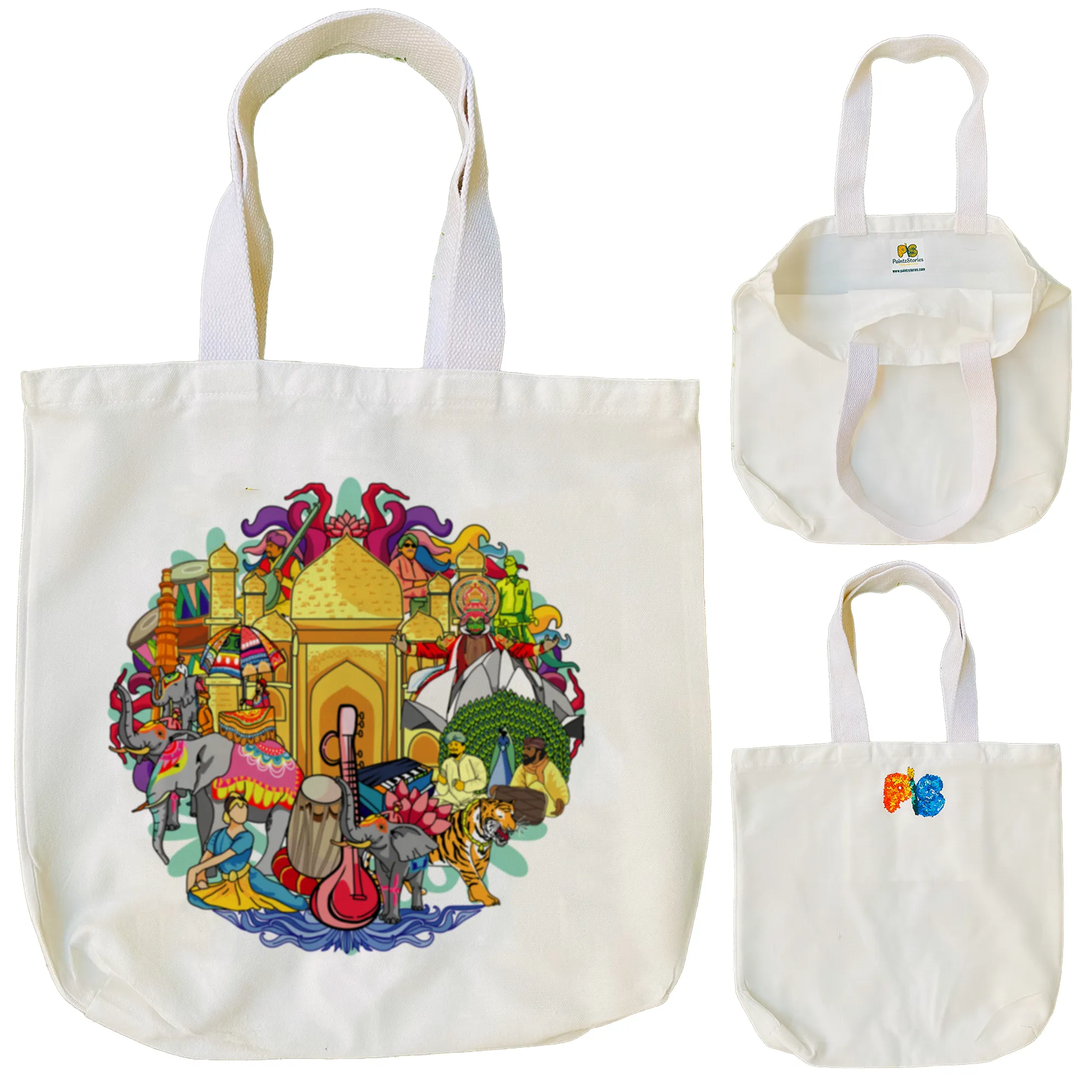 "Vibrant Doodle Illustration Celebrating India's Rich Culture and Heritage" Artistic Tote Bag