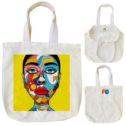 "Lady with colourful face" Artistic Tote Bag