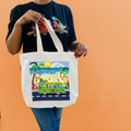 "Beach Bound: A Sunny Doodle Illustration of Coastal Adventure" Artistic Tote Bag