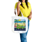 "Beach Bound: A Sunny Doodle Illustration of Coastal Adventure" Artistic Tote Bag