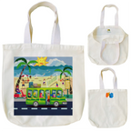 "Beach Bound: A Sunny Doodle Illustration of Coastal Adventure" Artistic Tote Bag
