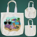 "Beach Rabbit With Easter Eggs" Artistic Tote Bag
