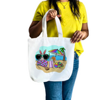 "Beach Rabbit With Easter Eggs" Artistic Tote Bag