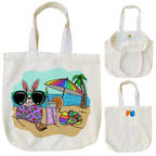 "Beach Rabbit With Easter Eggs" Artistic Tote Bag