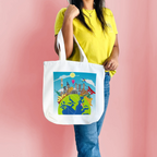 "World Wonders: A Doodle Illustration of Iconic Landmarks" Artistic Tote Bag