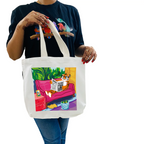 "Tiger's Leisure: Pop Art Illustration of a Relaxing Read" Artistic Tote Bag