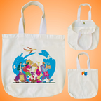 "Travel Tales: A Flat Art Illustration of Happy Tourists Returning from Adventures" Artistic Tote Bag