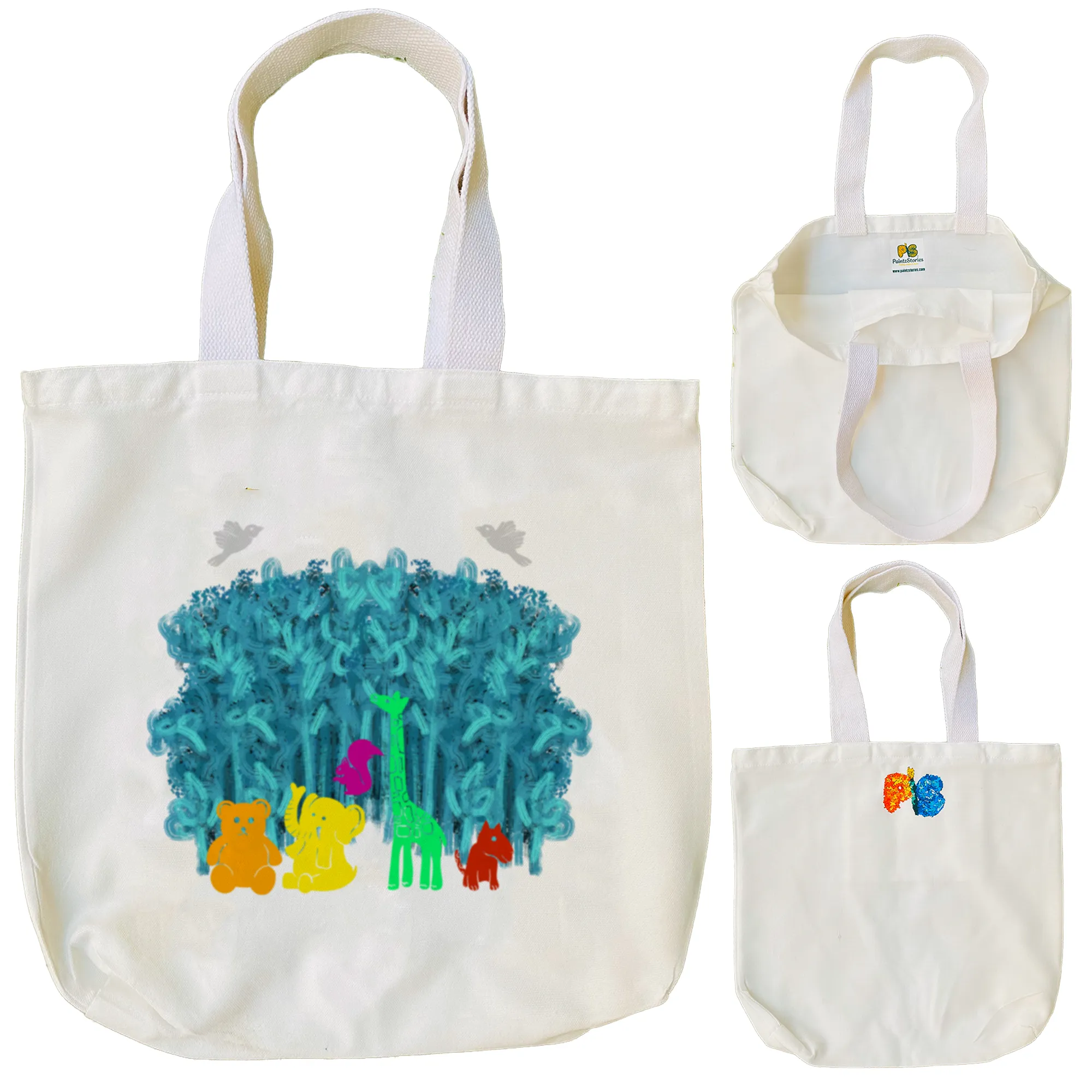 "A Rainbow Jungle" Artistic Tote Bag