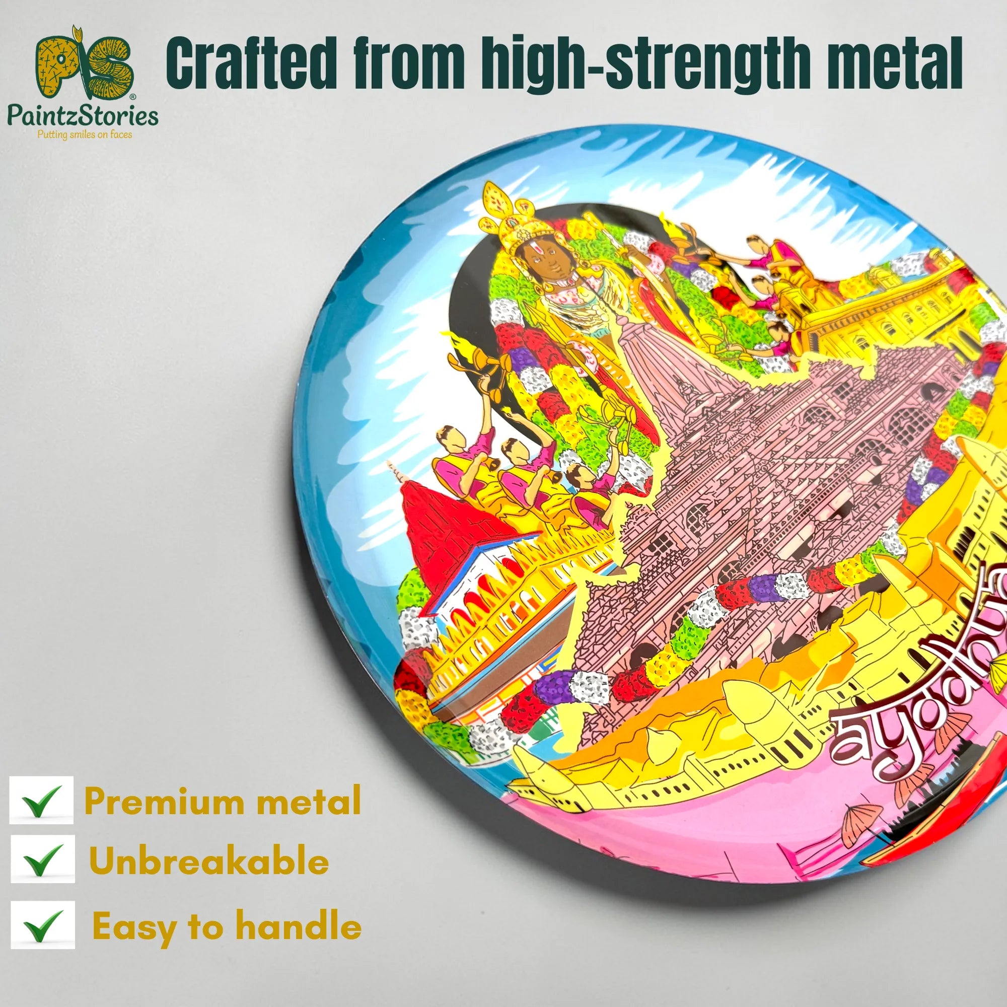 PAINTZSTORIES Metal Wall Art Plates for Home Decoration | Decorative Wall Plates | Wall Decor for Living Room & Bedroom | Handmade Artwork Spiritual paths | Décor Items | Gift for house (Set of 3)