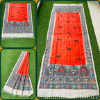 "Madhubani Hand Painted Artistic Cotton Dupatta"