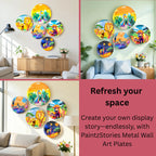 PAINTZSTORIES Metal Wall Art Plates for Home Decoration | Decorative Wall Plates | Wall Decor items for Living Room & Bedroom | Handmade Artwork Mother's love | Décor Items | Gift for house (Set of 5)