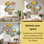 PAINTZSTORIES Metal Wall Art Plates for Home Decoration | Decorative Wall Plates | Wall Decor items for Living Room & Bedroom | Handmade Artwork Indian Cities | Décor Items | Gift for house (Set of 5)