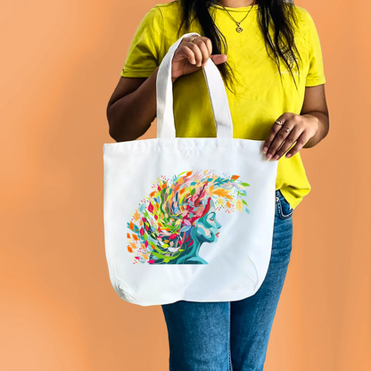 "Floral Reflections: Embracing Colourful Creativity in Life" Artistic Tote Bag