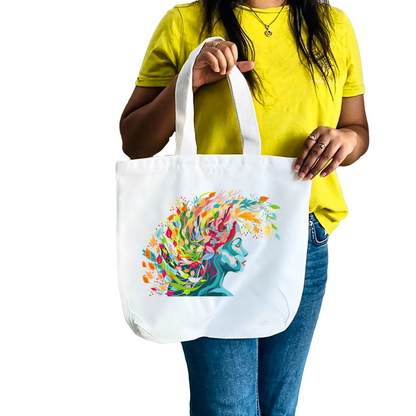 "Floral Reflections: Embracing Colourful Creativity in Life" Artistic Tote Bag