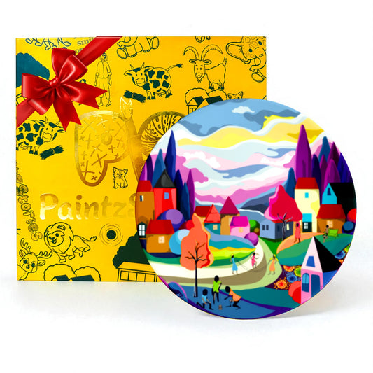 PAINTZSTORIES Decorative Wall Plate for Home Decoration | Ceramic Wall Art Plate | Wall Decor items for Living Room & Bedroom | Handmade Artwork Joyful Peace | Gift for house | 10 INCH