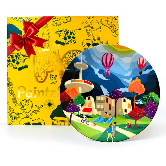 PAINTZSTORIES Decorative Wall Plate for Home Decoration | Ceramic Wall Art Plate | Wall Decor items for Living Room & Bedroom | Handmade Artwork Sunday Bliss | Gift for house | 10 INCH