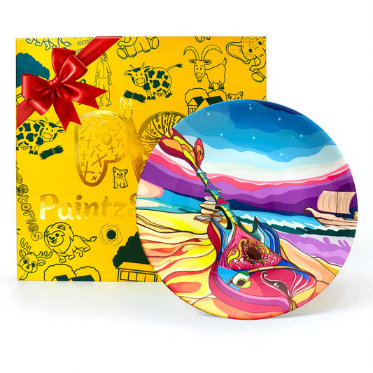 PAINTZSTORIES Decorative Wall Plate for Home Decoration | Ceramic Wall Art Plate | Wall Decor items for Living Room & Bedroom | Handmade Artwork Harmonious Melodies | Gift for house | 10 INCH