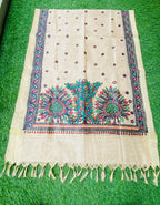 "Madhubani Hand Painted Artistic Siphon Dupatta"