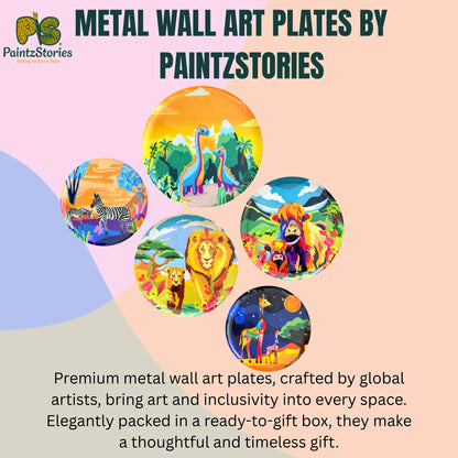 PAINTZSTORIES Metal Wall Art Plates for Home Decoration | Decorative Wall Plates | Wall Decor items for Living Room & Bedroom | Handmade Artwork Mother's love | Décor Items | Gift for house (Set of 5)