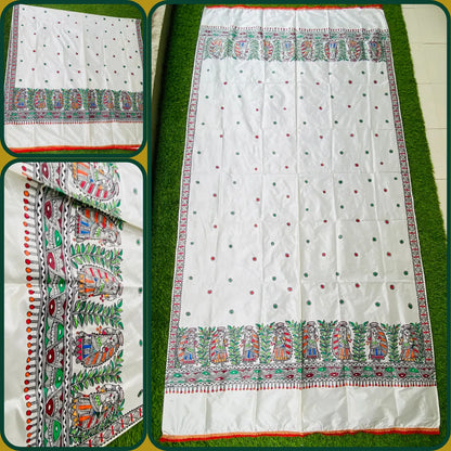 "Madhubani Hand Painted Artistic Silk Dupatta"