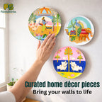 PAINTZSTORIES Metal Wall Art Plates for Home Decoration | Decorative Wall Plates | Wall Decor items for Living Room & Bedroom | Handmade Artwork Indian Art | Décor Items | Gift for house (Set of 3)