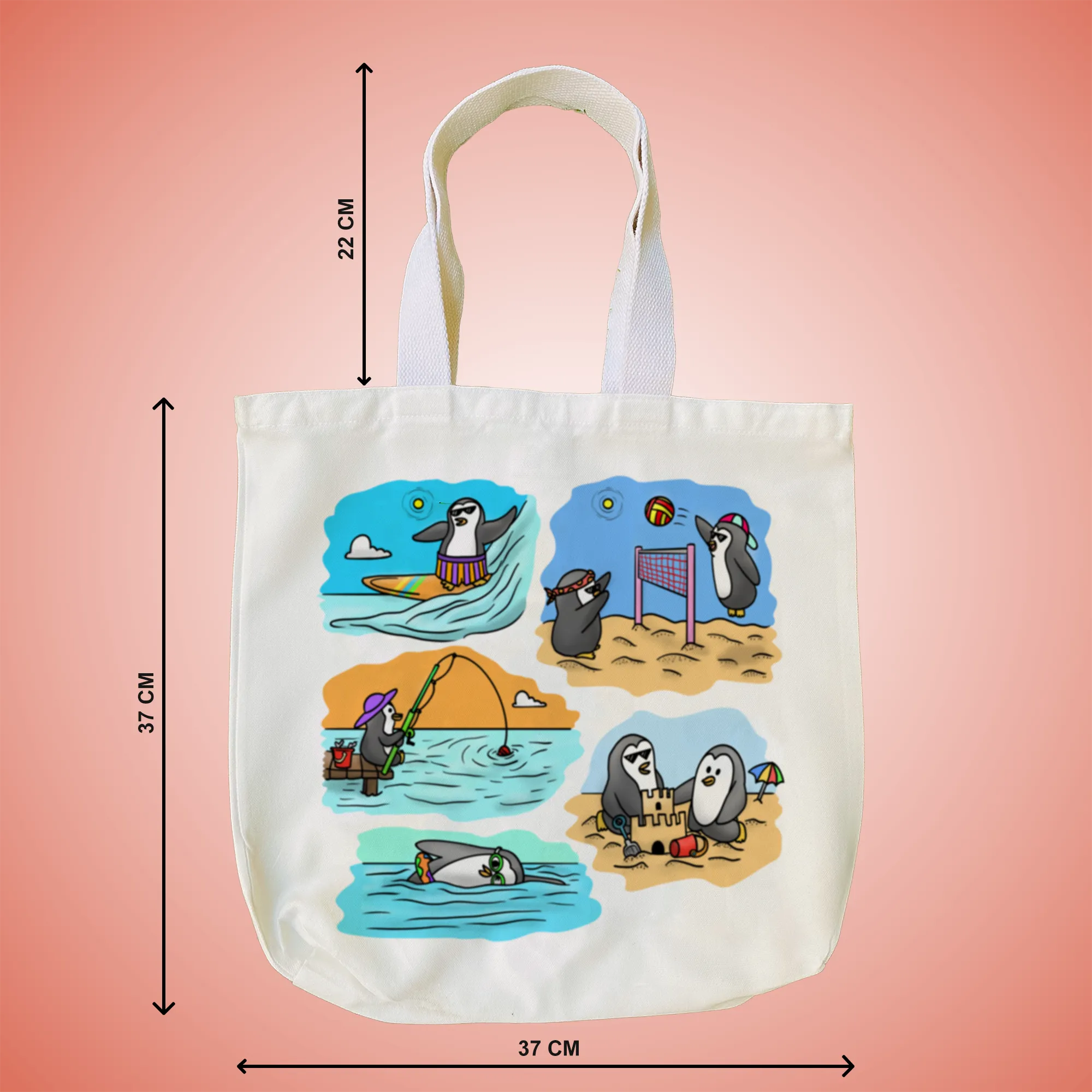 "Two adventurous penguins " Artistic Tote Bag
