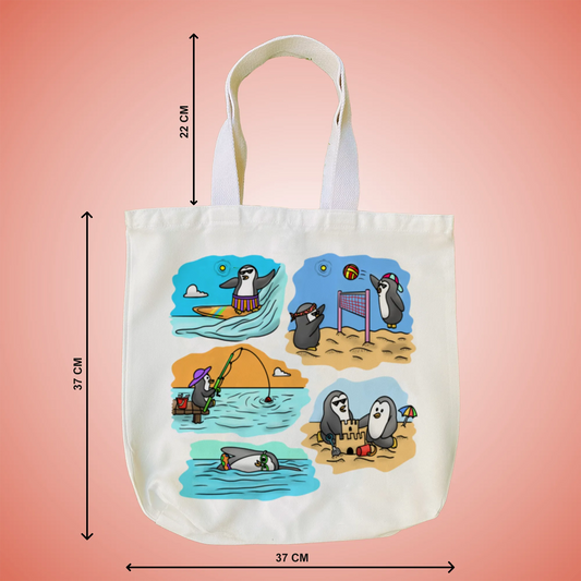 "Two adventurous penguins " Artistic Tote Bag