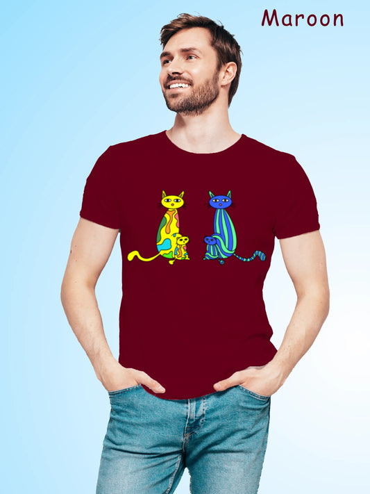 "Four cats in the sunset" Unisex Regular T-Shirt