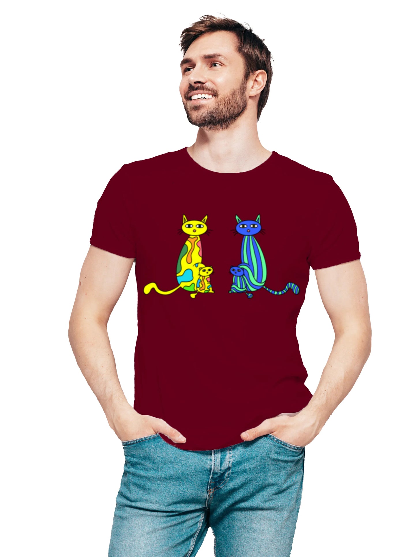 "Four cats in the sunset" Unisex Regular T-Shirt