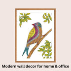 Colourful Bird Madhubani art in modern home decor
