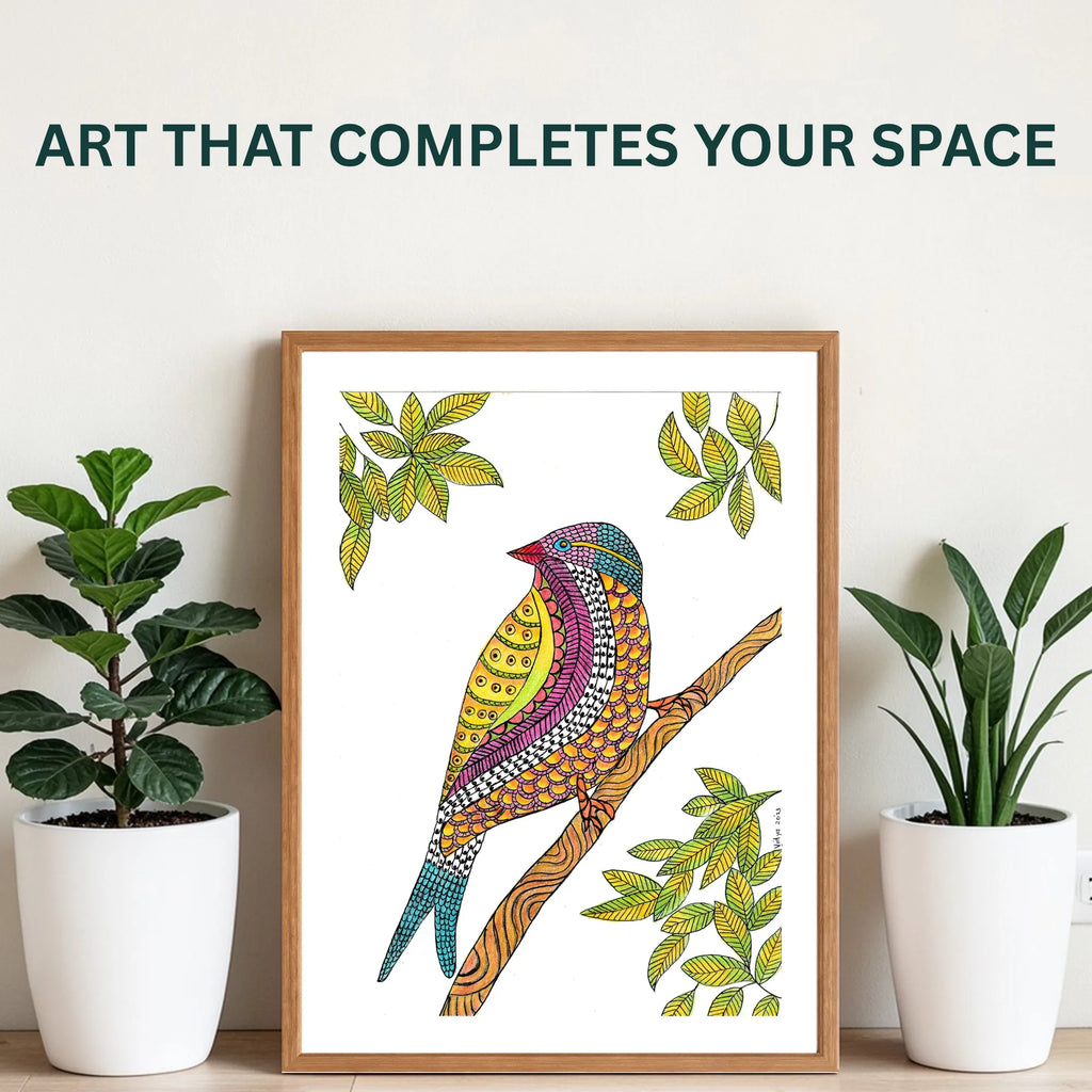 Colourful Bird painting handmade details