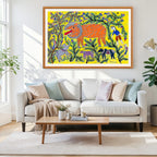Lion Animals Birds artwork above sofa
