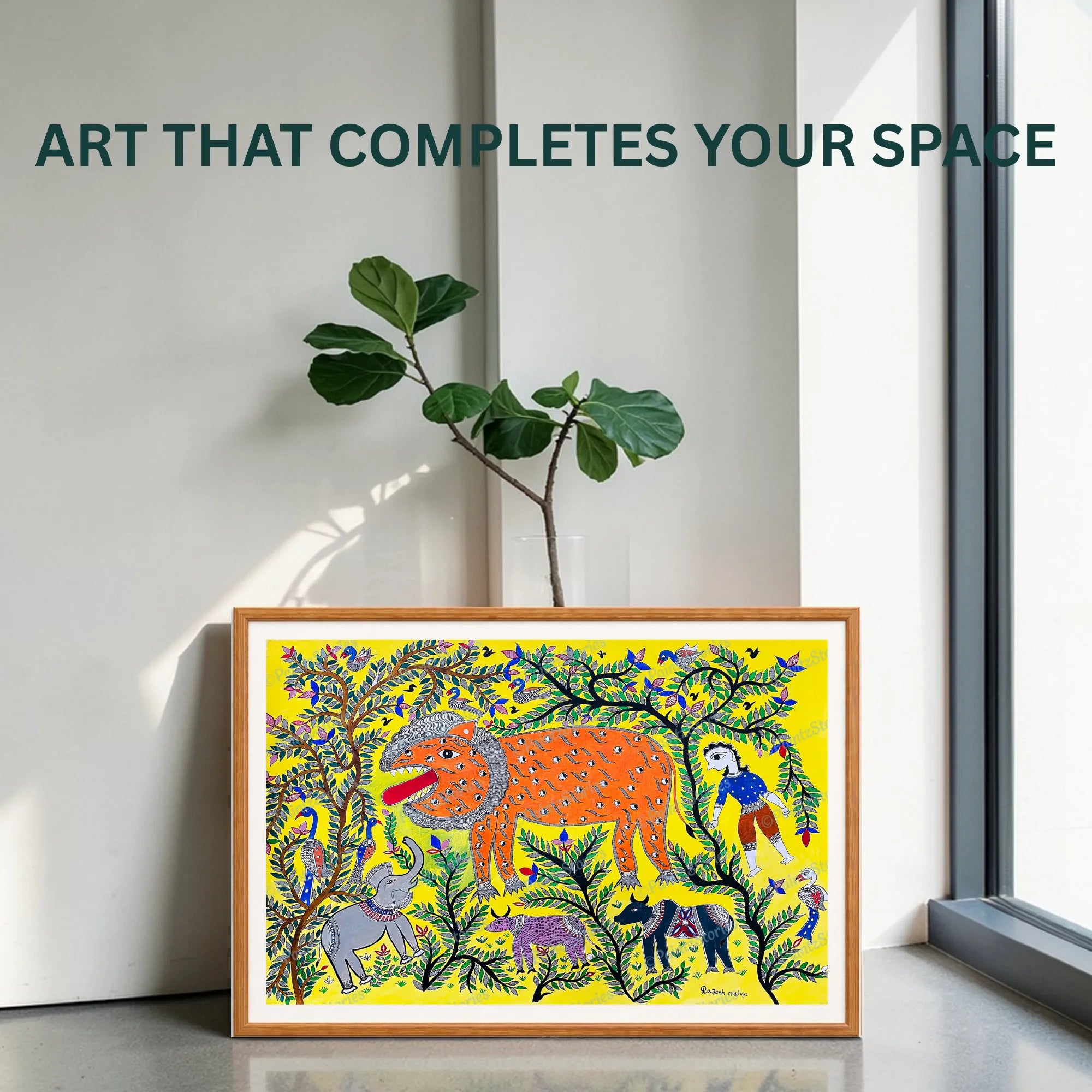 Lion Animals Birds painting handmade details