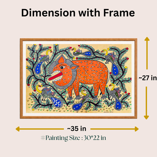 A lion and birds in the jungle