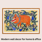 Lion and Birds Madhubani art in modern home decor
