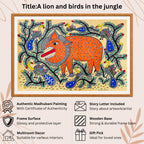 Lion and Birds handmade painting authenticity certificate