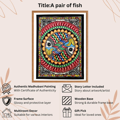 Pair of Fish handmade painting authenticity certificate