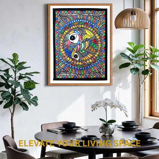 A pair of peacock and fish