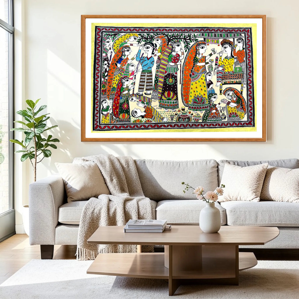 Banning Alcohol artwork above sofa