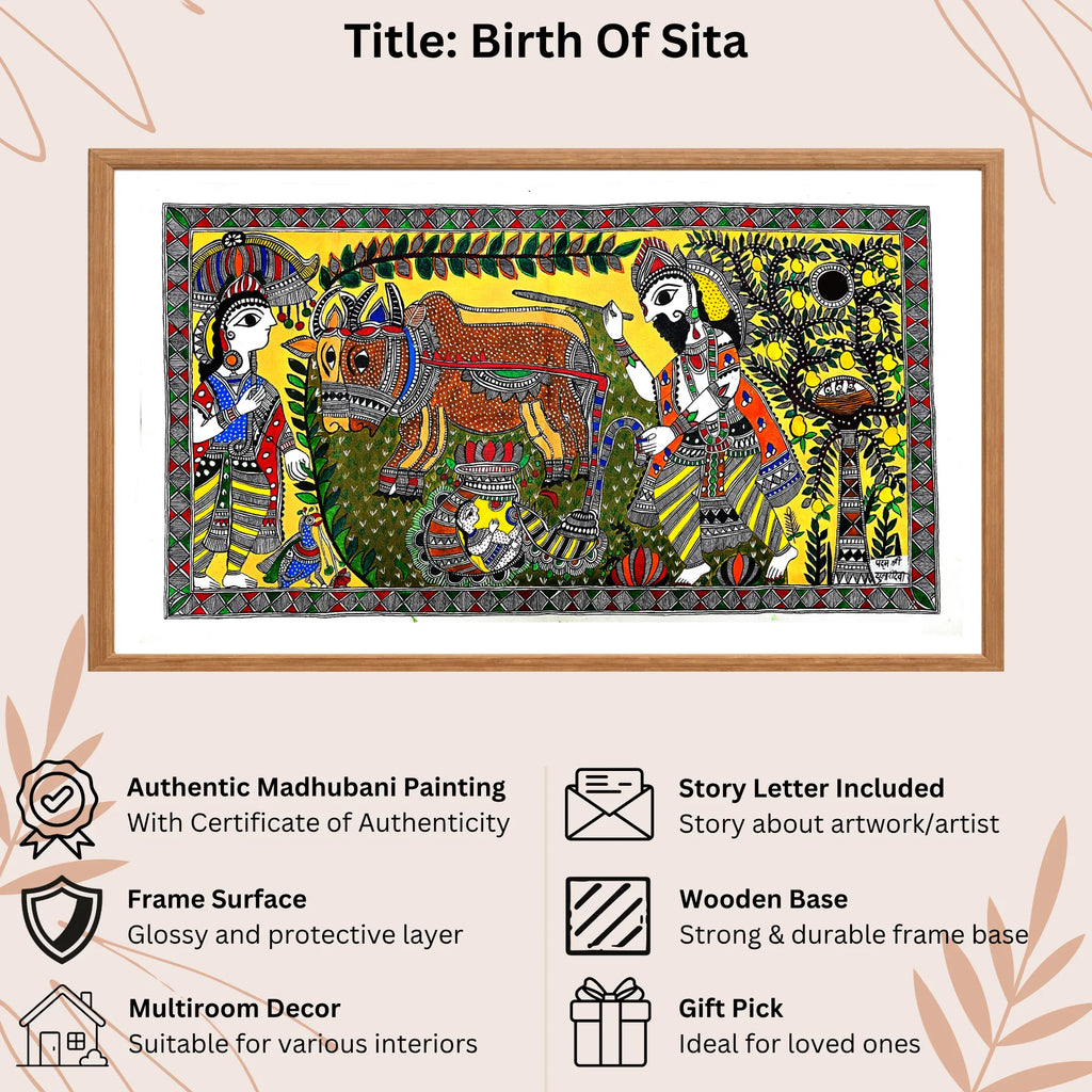 Birth of Sita handmade painting authenticity certificate