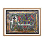 Madhubani painting Decorated Elephant, handmade Mithila art wall decor, size 30 x 22 inch