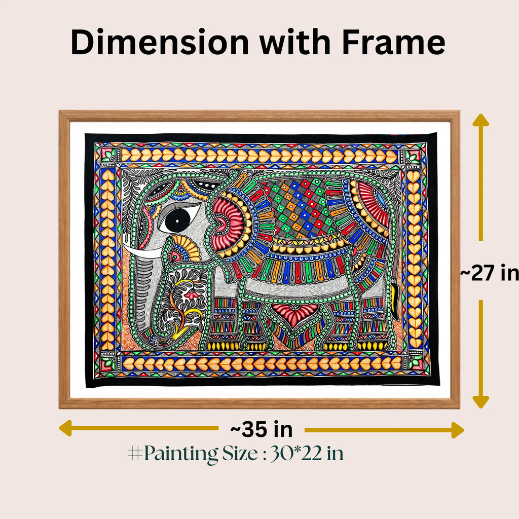 Decorated Elephant painting size 30 x 22 inch