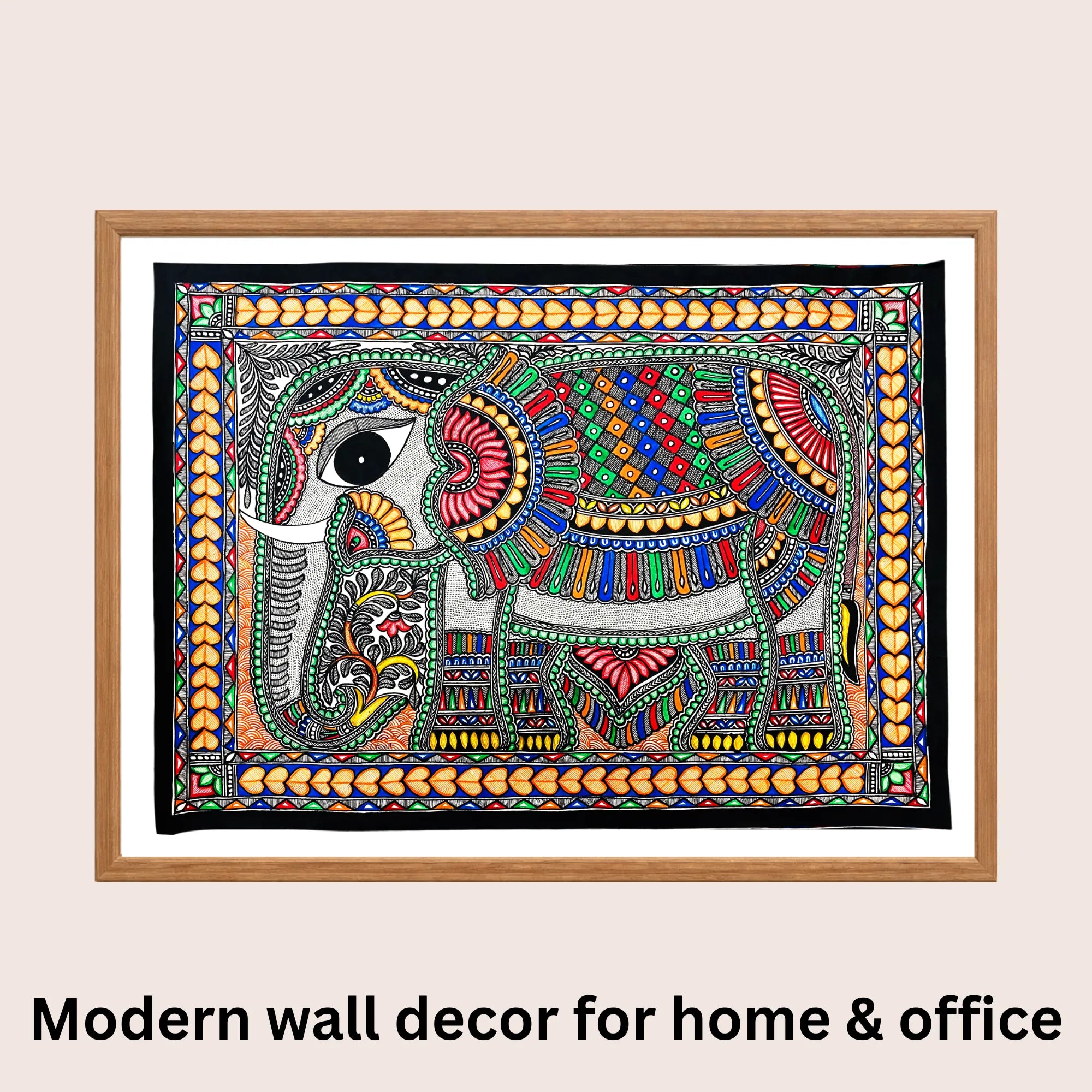 Decorated Elephant Madhubani art in modern home decor