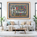 Decorated Elephant artwork above sofa
