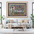 Decorated Elephant artwork above sofa