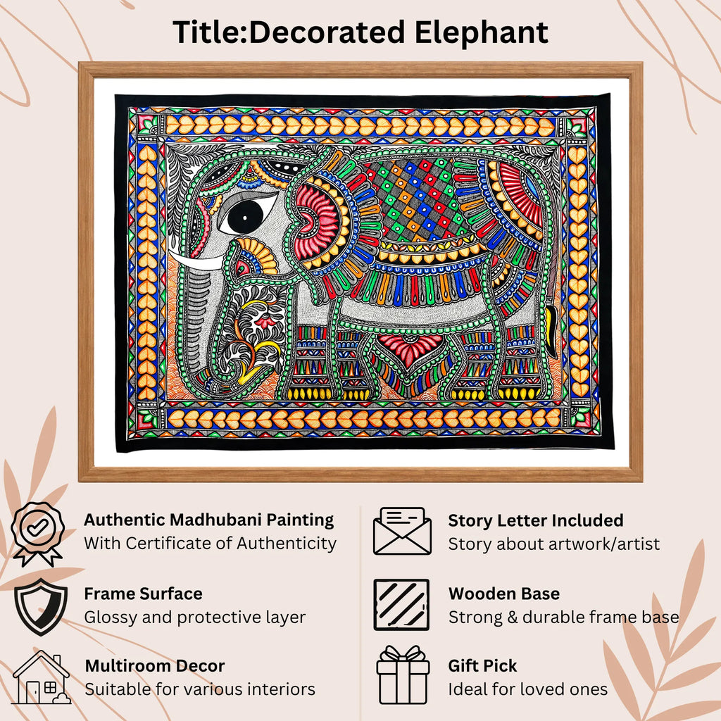 Decorated Elephant handmade painting authenticity certificate