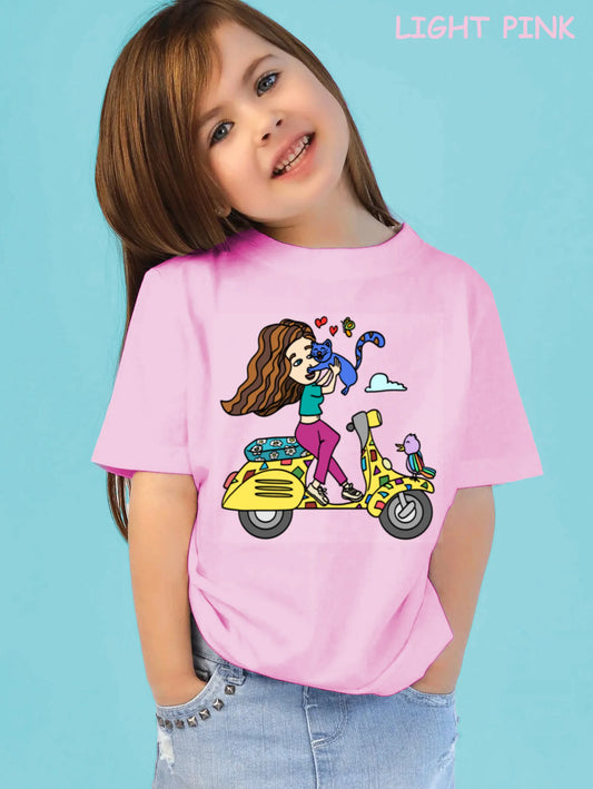 "A girl on scooter" Unisex Regular Kid's T-Shirt